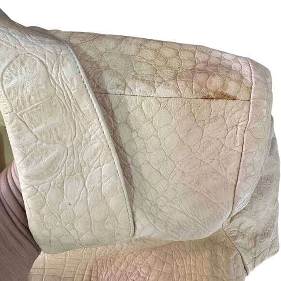 Vintage Comme Toujours Women's 100% Leather Jacket Soft Tan Embossed Size 10 - Picture 8 of 12